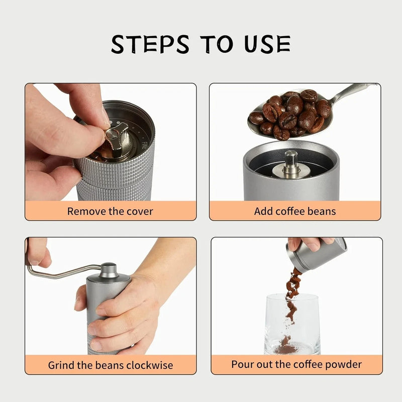 CONQUECO Manual Coffee Grinder Burr: Portable Stainless Steel Conical Burr Bean