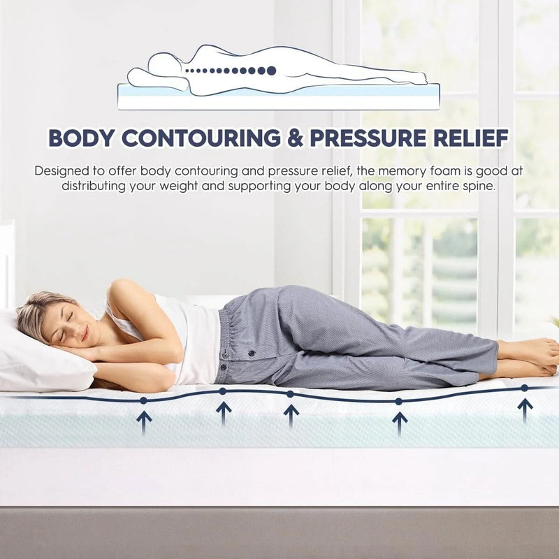 Memory Foam Topper Super King 180x200cm Bamboo Layer ELEMUSE