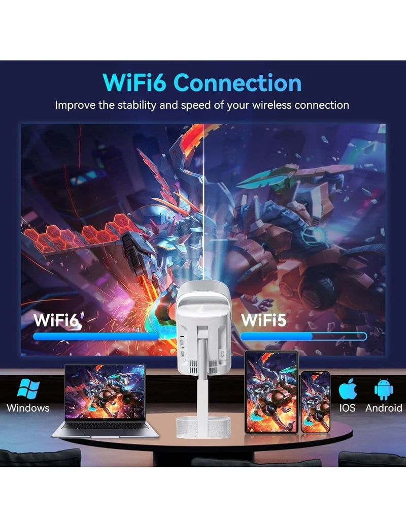 Smart Home Theater Projector Native 1080P WiFi 6 Bluetooth Portable Auto Focus