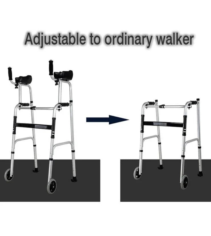 Walking Frame with Armrest Support Pad - Adjustable Height - Folding Lightweight