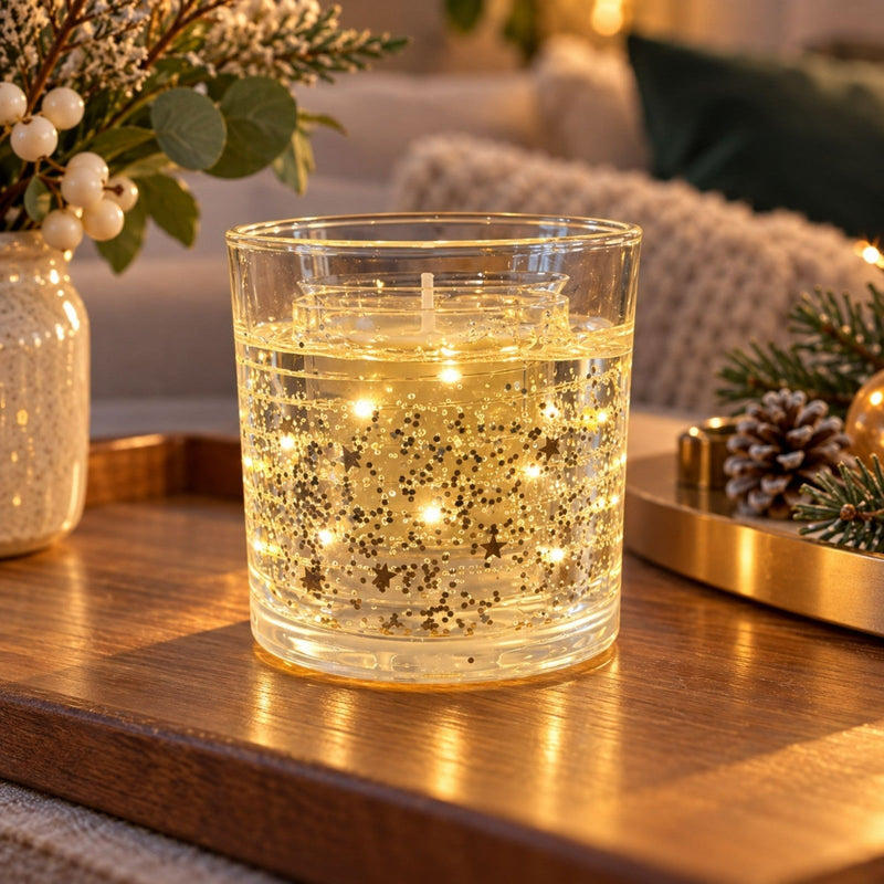 Silver Star Christmas Candle with LED Lights