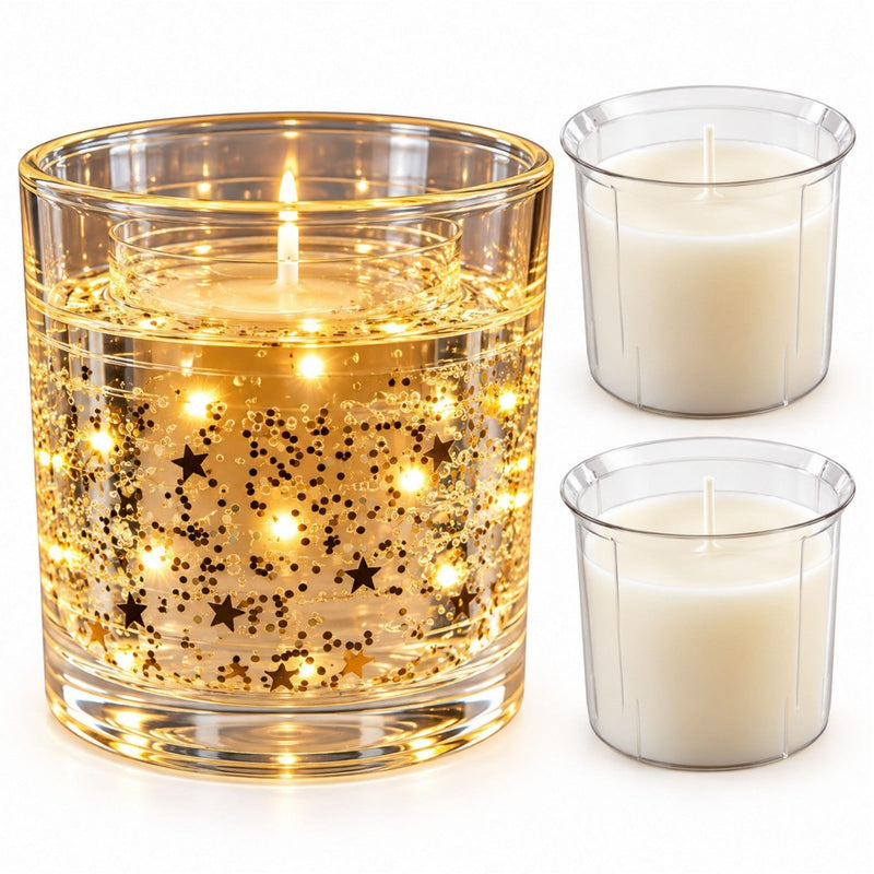 Silver Star Christmas Candle with LED Lights
