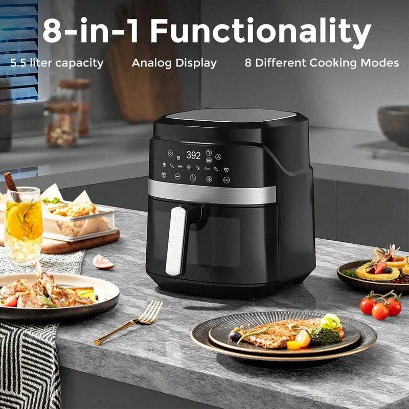 8-in-1 Air Fryer 5.5L 1500W – Digital Touchscreen, 8 Cooking Modes