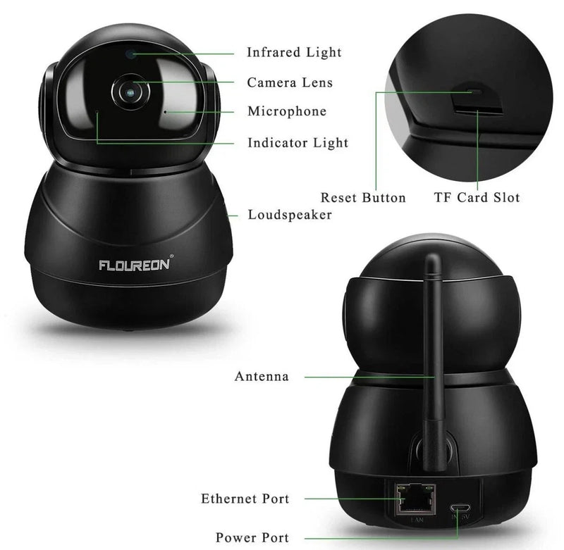 FLOUREON 360° Wireless CCTV Security Camera 1080P | Model: PTX01-PW