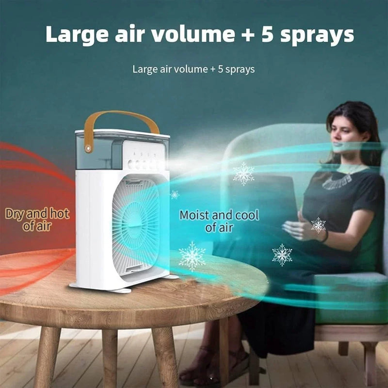 Portable Air Cooler Fan with Humidifier, USB Powered, 3-Speed Control, LED Display