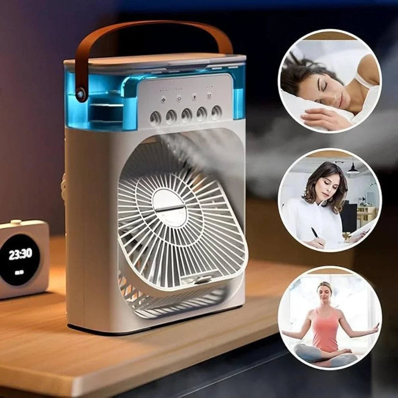 Portable Air Cooler Fan with Humidifier, USB Powered, 3-Speed Control, LED Display