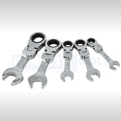 Flexi Ratchet Spanners Stubby Metric Garage Workshop 5 Piece Set