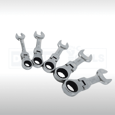 Flexi Ratchet Spanners Stubby Metric Garage Workshop 5 Piece Set