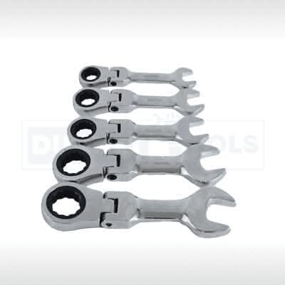 Flexi Ratchet Spanners Stubby Metric Garage Workshop 5 Piece Set
