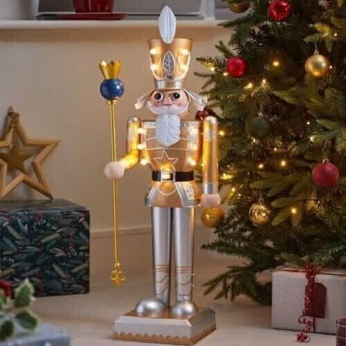 Large Gold LED Christmas Nutcracker