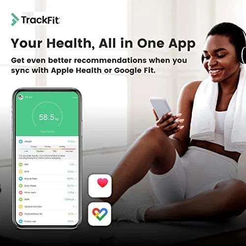 Digital Body Weight Bathroom Scale FitTrack Dara - FDA Approved Body Fat Scale - BMI Digital Smart Scale & Body Composition Analyzer Monitor - Black