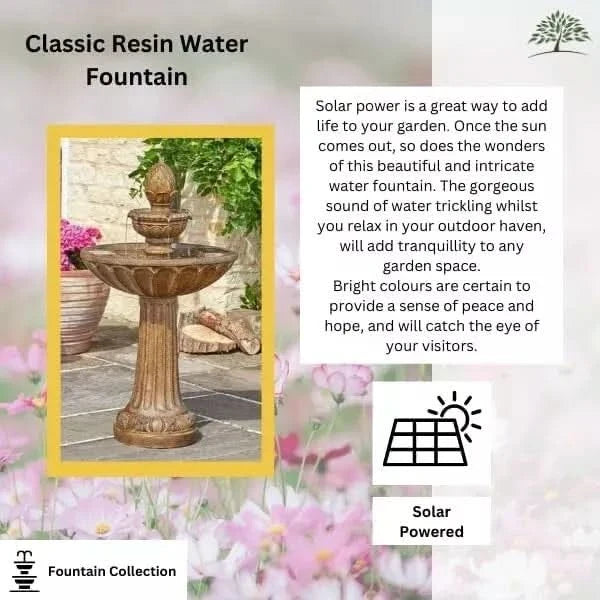 Queensbury Solar Water Feature Garden Fountain Decorative Patio Centrepiece