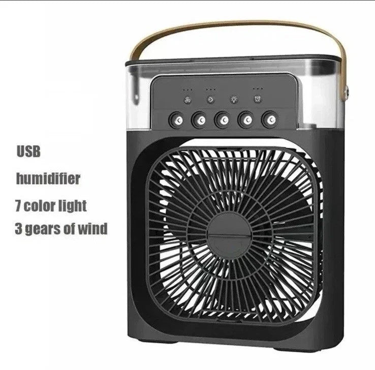 Portable Air Cooler Fan with Humidifier, USB Powered, 3-Speed Control, LED Display