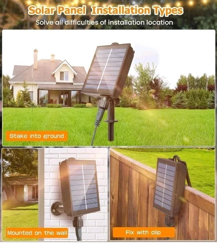 Solar Festoon Light Outdoor,15M/50FT Edsion Solar Light 20 bulbs with Remote