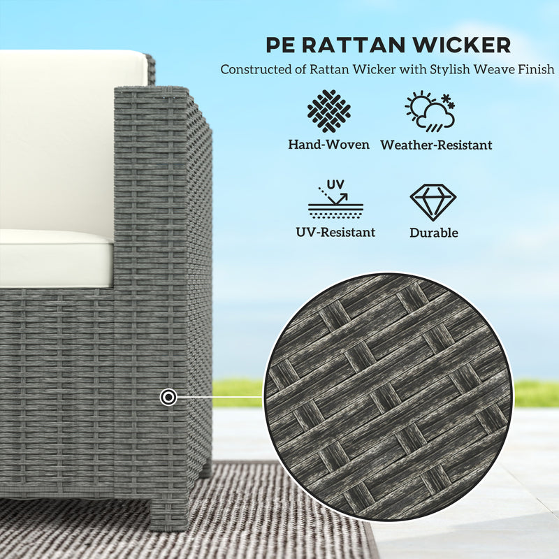 Outsunny Rattan Wicker 3-seater Sofa Chair Patio Furniture w/ Cushion Cream