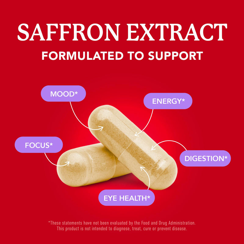 Saffron Supplements 88.5mg – 3-Month Supply | Mood, Focus, Eye Health & Energy | Gluten-Free & Non-GMO | 90 Capsules