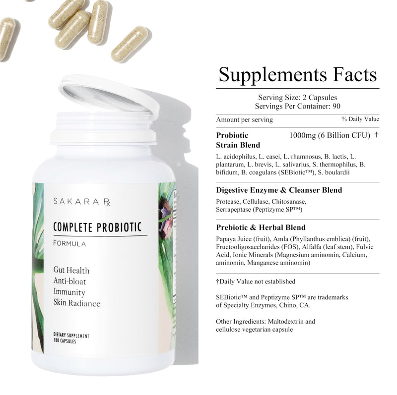SAKARA Complete Probiotic – 3B CFU Daily Probiotics for Women, 180 Capsules