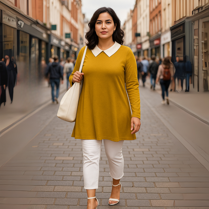 Peter Pan Collar Long Sleeve Swing Top
