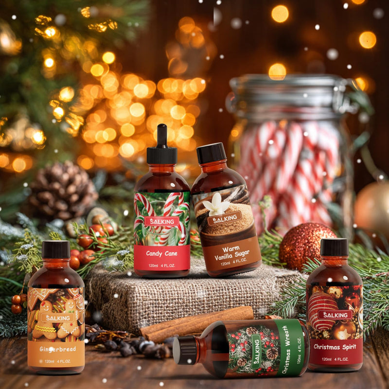 SALKING Christmas Wreath Fragrance Oil - 120ml Premium Essential Oils for Diffusers, Candles & Soaps