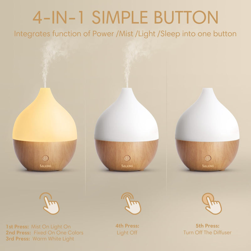 SALKING 100ml Essential Oil Diffuser - Auto Shut-Off, Ultrasonic Cool Mist for Office & Home