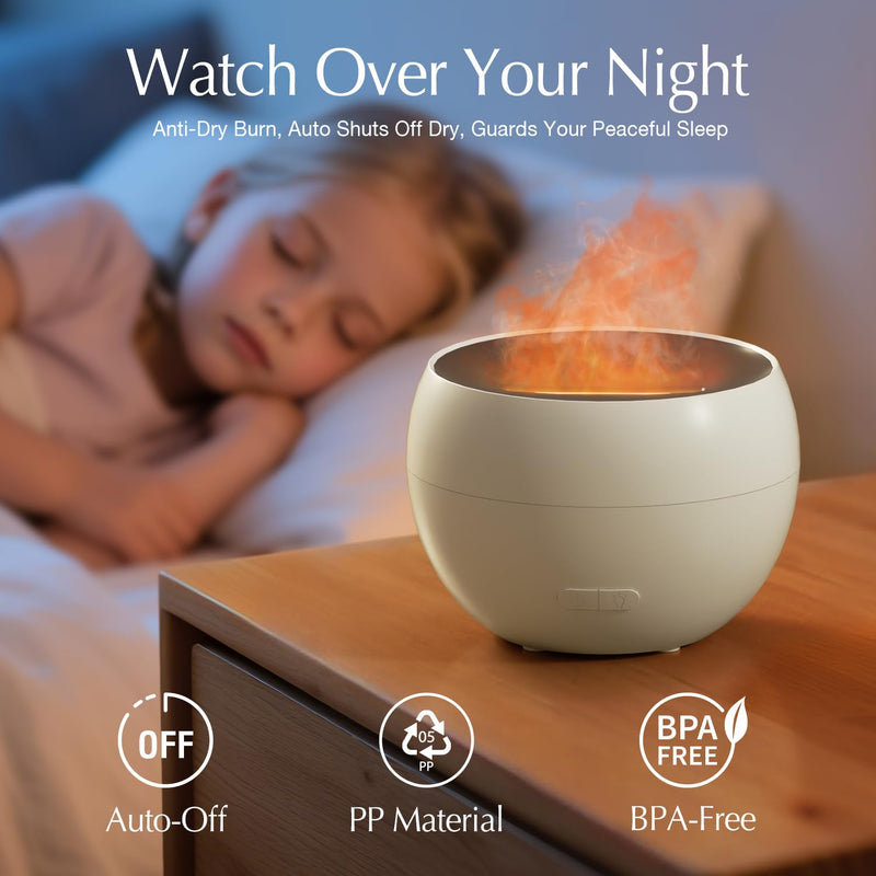 SALKING Essential Oil Diffuser – 150ml Ultrasonic Flame LED Diffuser with Auto-Off (White)
