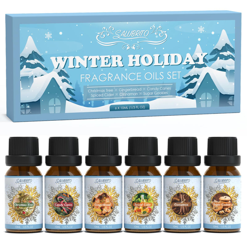 SALUBRITO Winter Fragrance Oils Set – Holiday Essential Oils for Diffuser & Candles
