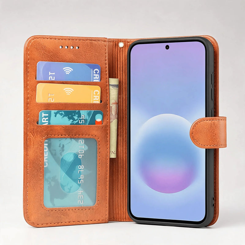 Samsung Galaxy S25 Series Book Flip Case Leather Wallet