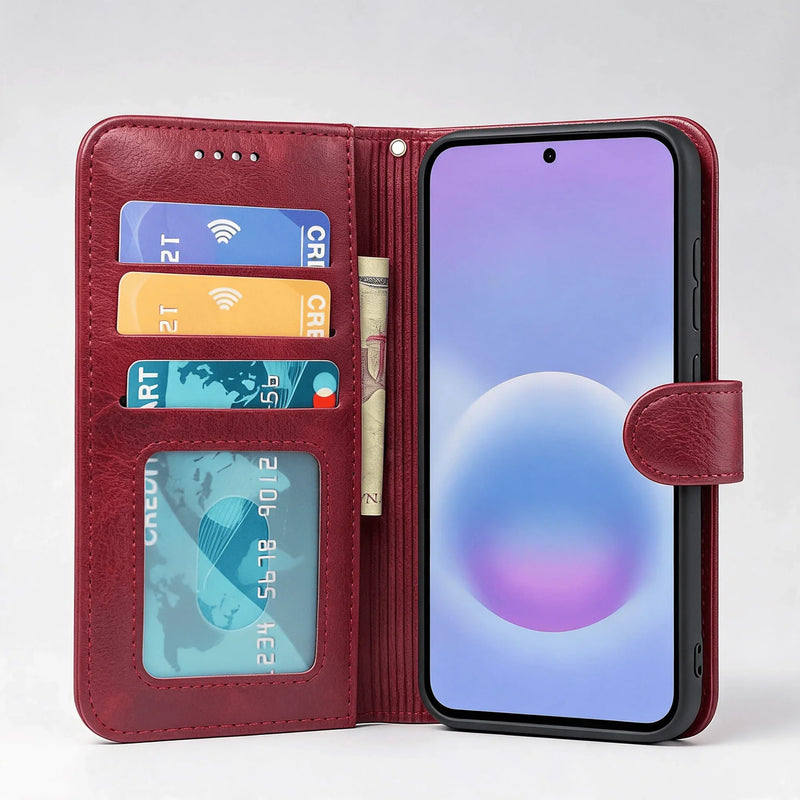 Samsung Galaxy S25 Series Book Flip Case Leather Wallet