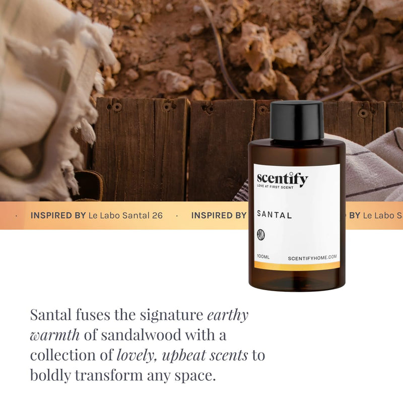 Scentify Santal Aroma Oil Refill for Diffusers – Iris, Amber, Sandalwood & Cedar | 470ml (16 oz)