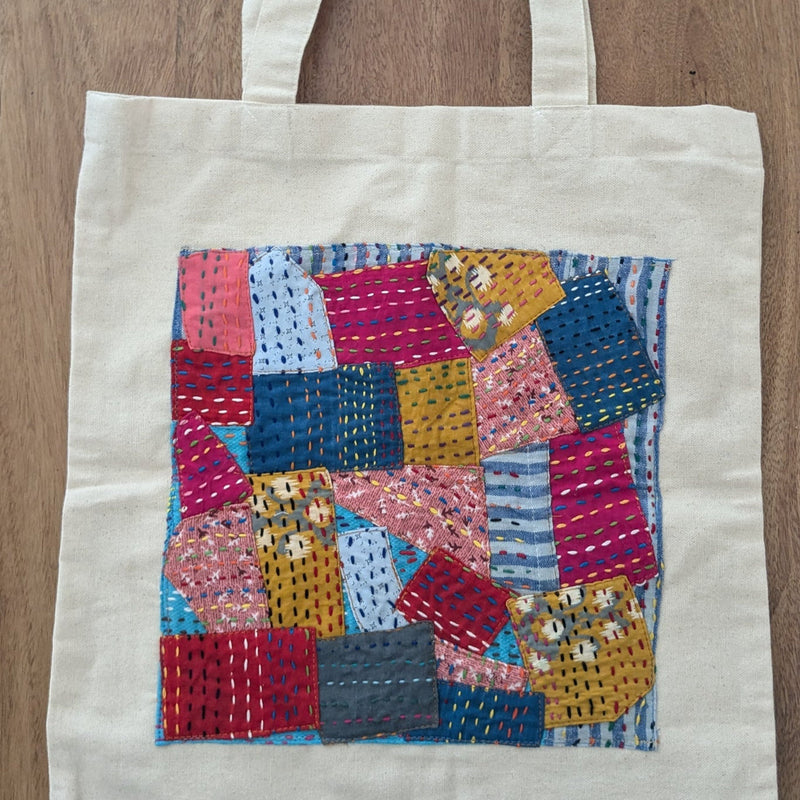 Sari patchwork cotton tote bag