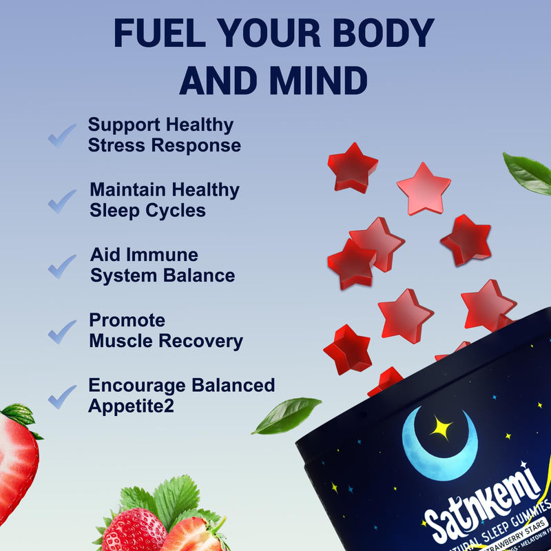 Satnkemi Sleep Gummies for Adults - Melatonin-Free Sleep Aid (Valerian, L-Theanine, Magnesium)