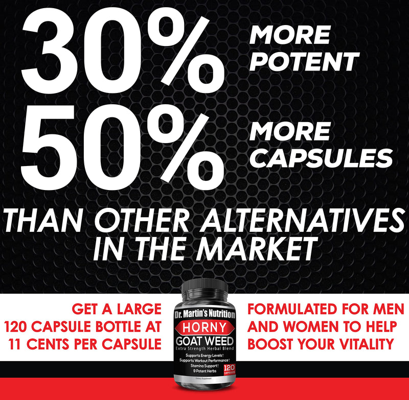 Super Strength 1590mg Horny Goat Weed 120 Capsules With Maca Arginine & Ginseng - Naturally Boost your Health, Workout Performance, Endurance & Energy, Joint Health For Men & Women (120C)