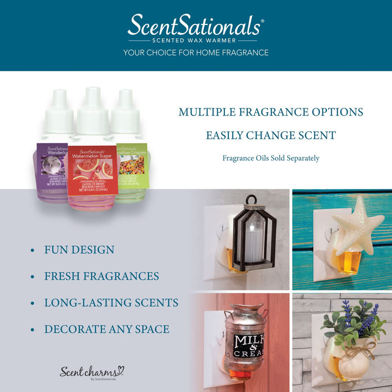ScentSationals Scent Charm Plug-in Essential Oil Diffuser – Concord | Wall Plug Diffuser for Living Room or Bedroom