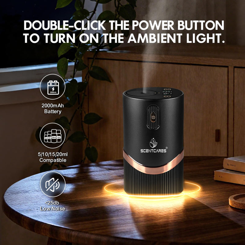 Scentcare Waterless Diffuser – Warm LED, Auto Power-Off, 4 Mist Modes