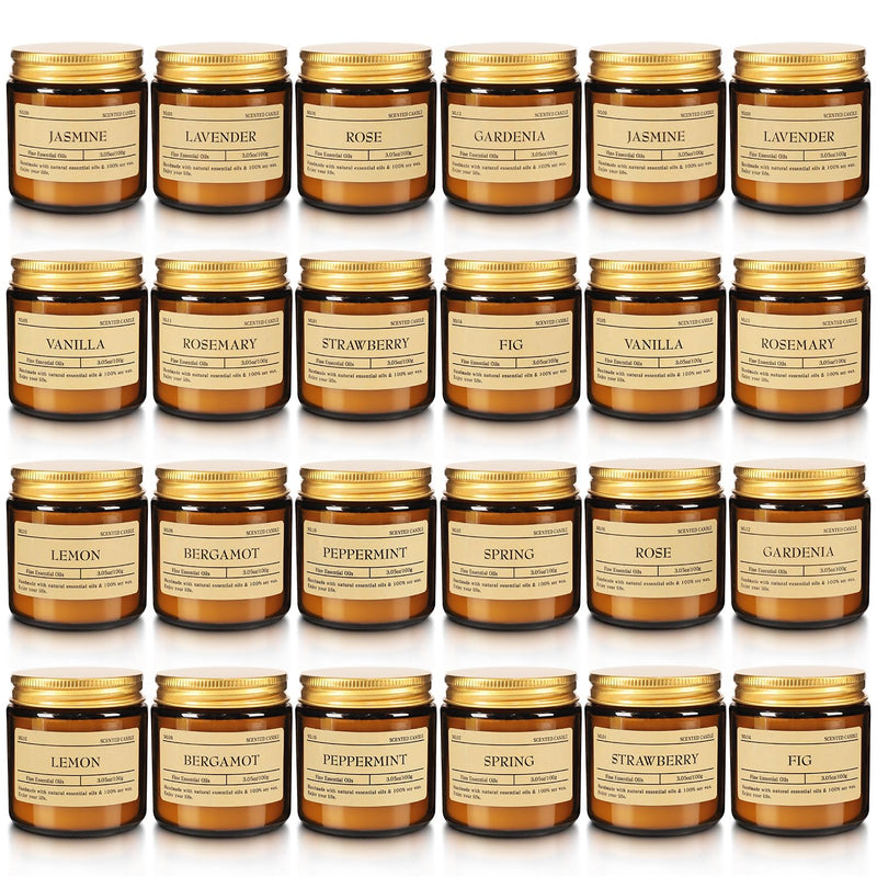 24-Pack Scented Candle Set – Soy Wax, Odor Elimination, Stress Relief Gift
