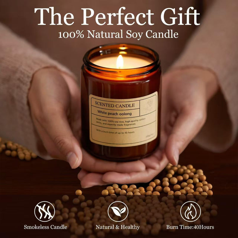 Natural Soy Scented Candles – 8 Random Scents, Lead-Free Wicks, 40h Burn Time