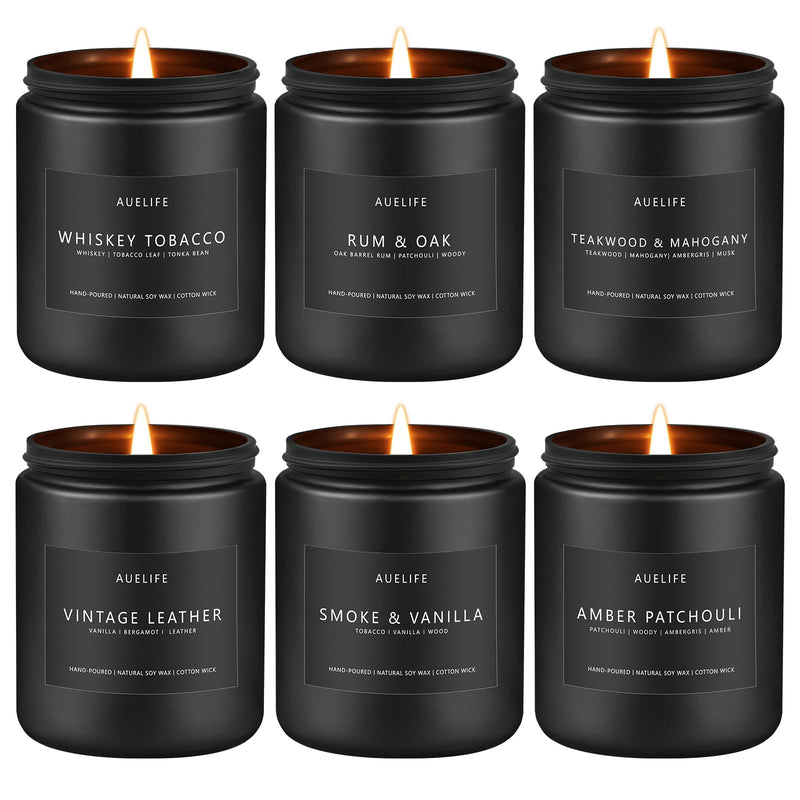 Scented Candles Set for Men – 6-Pack Masculine Soy Candles | Aromatherapy Gift