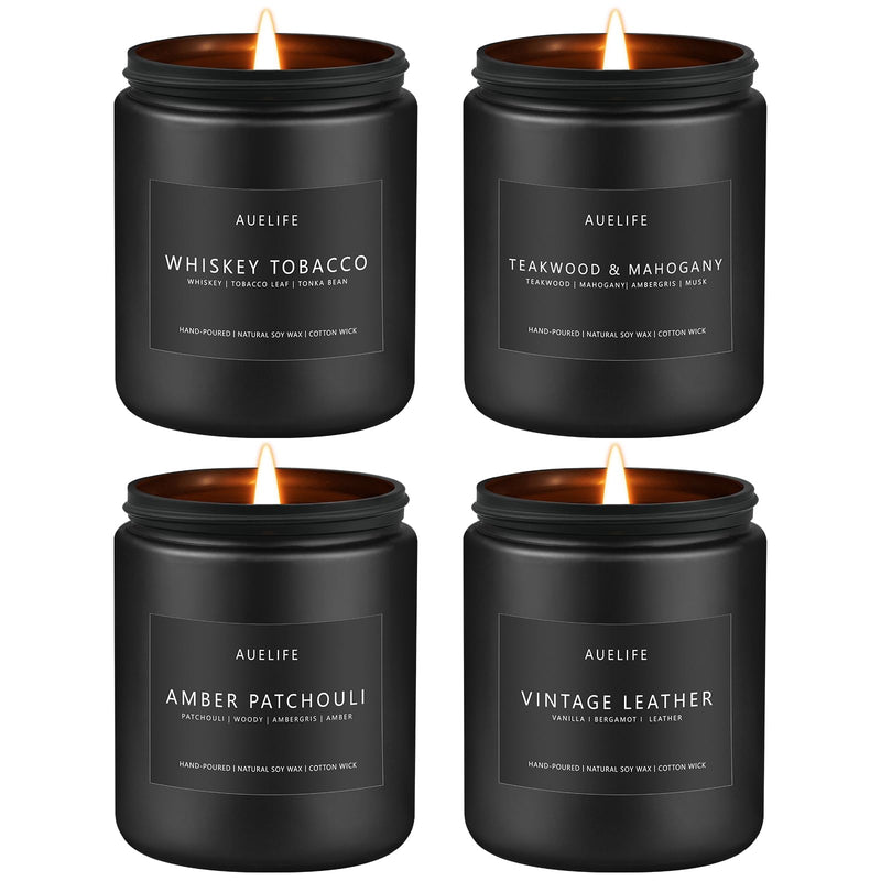 Scented Candles Set for Men – 4-Pack Masculine Soy Candles, Gifts for Dad