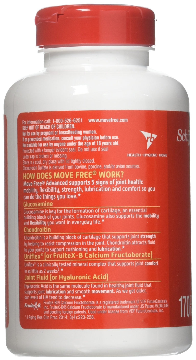 Schiff Move Free Joint Health Dietary Supplement - Advanced Glucosamine Chondroitin, 170 Tablets
