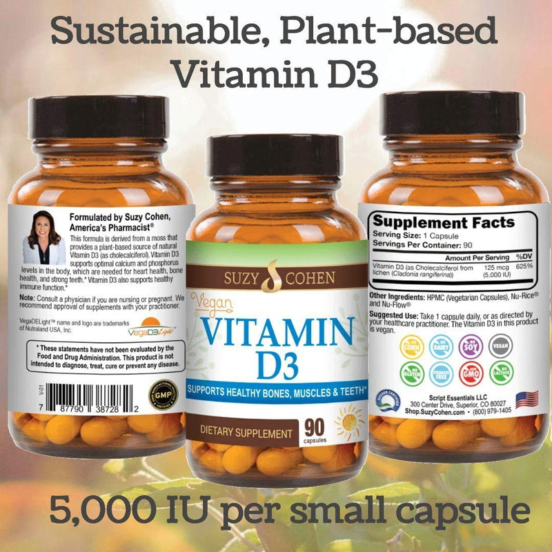 Script Essentials Vegan Vitamin D3 5,000 IU – Immune Support, Bone Health, 90 Servings