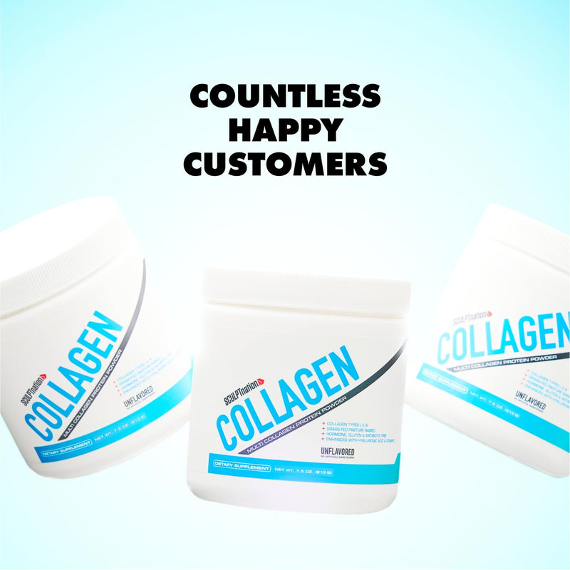 Collagen Peptides by Sculpt Nation (V Shred) – Types I/II/III + Hyaluronic Acid, Unflavored (30 Day Supply)