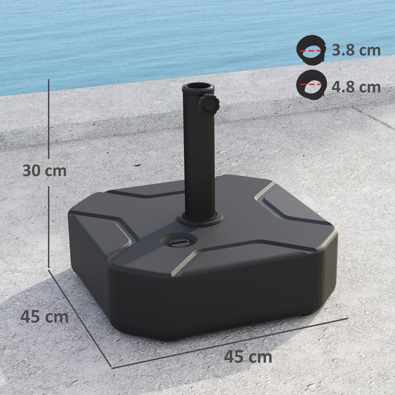 Outsunny Square Garden Parasol Base, Sand/Water Filled Parasol Stand, Black