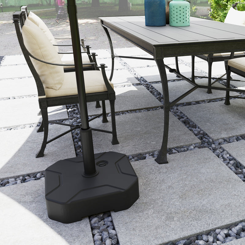 Outsunny Square Garden Parasol Base, Sand/Water Filled Parasol Stand, Black