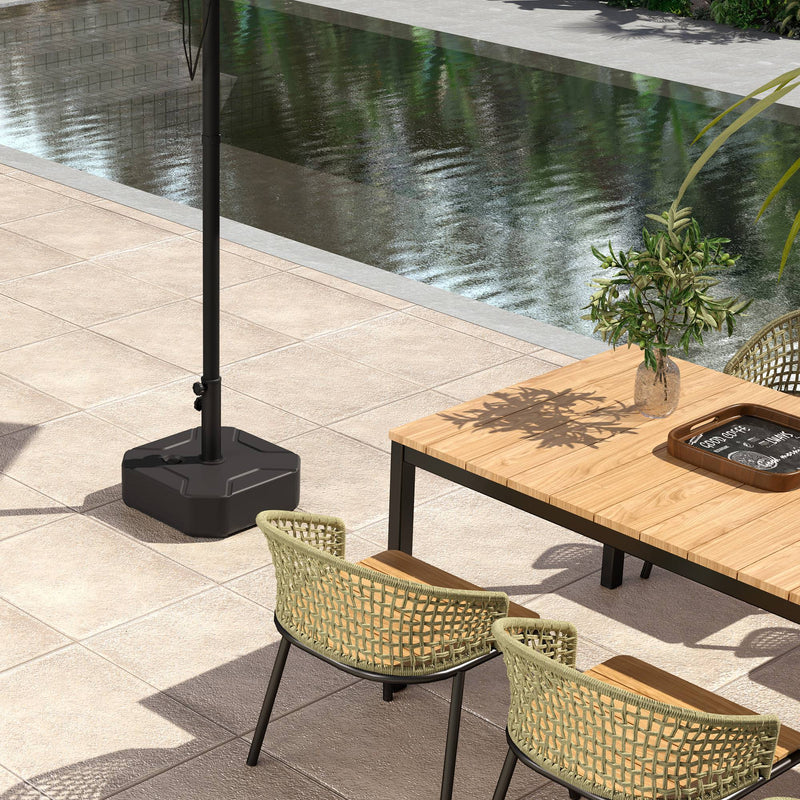 Outsunny Square Garden Parasol Base, Sand/Water Filled Parasol Stand, Black
