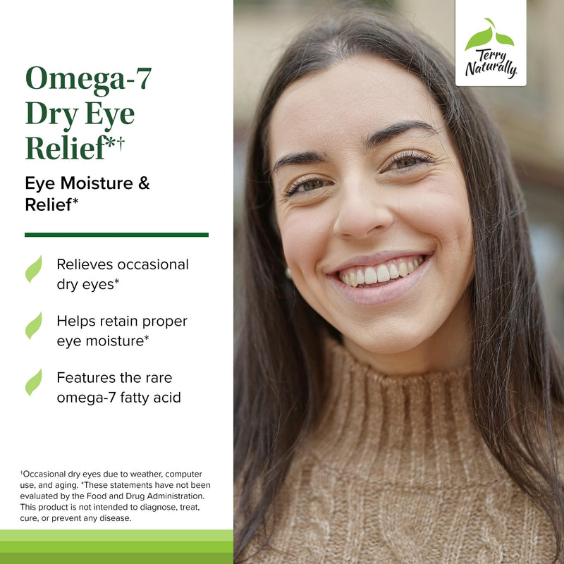 Terry Naturally Omega-7 Dry Eye Relief – Buckthorn Seed Oil Eye Health Supplement (60 Softgels, 2-Pack)