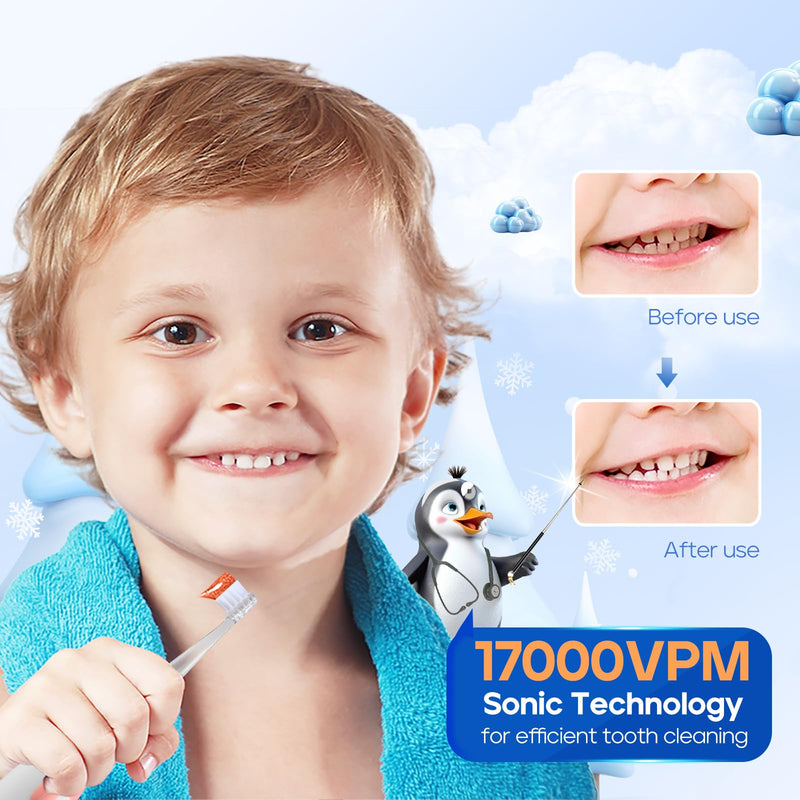 SEAGO SG-513 Toddler Electric Toothbrush 0-3 Years, Blue-C, 4 Heads