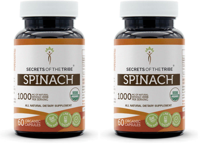 Secrets of the Tribe Spinach 60 Capsules – 1000 mg – USDA Organic Spinach (Pack of 2)