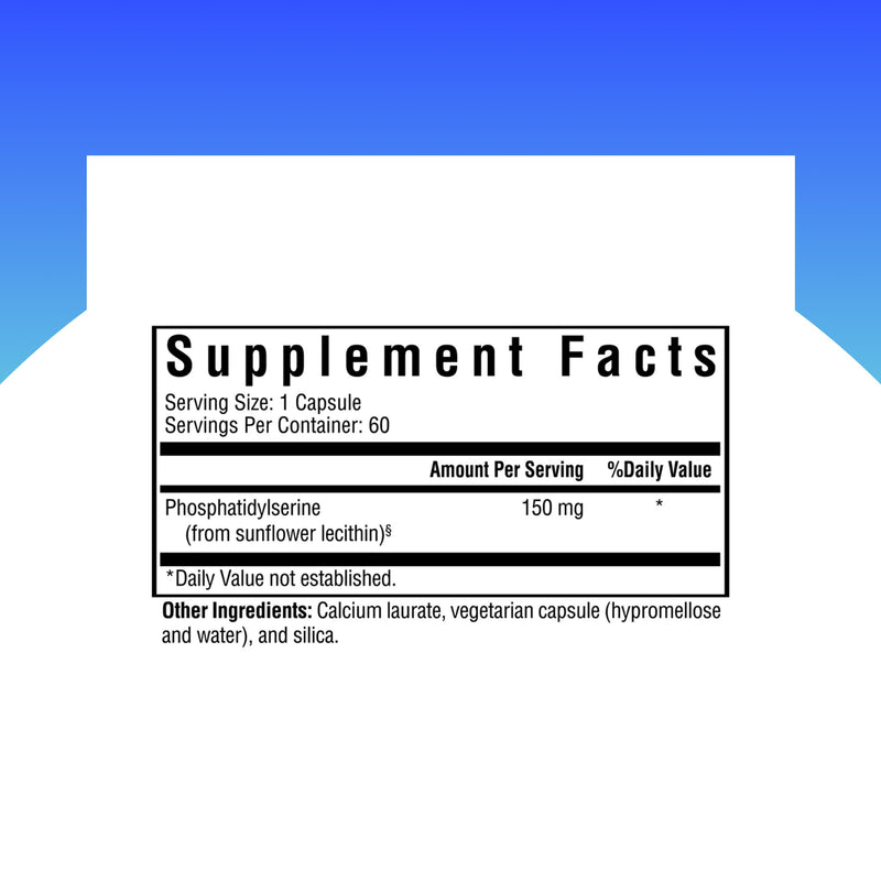 Seeking Health Phosphatidyl Serine, 100 mg Phosphatidylserine from Sunflower, Supports Concentration and Healthy Mood, Stress Response Support, Soy-Free, Non-GMO, Vegetarian (60 Capsules)*
