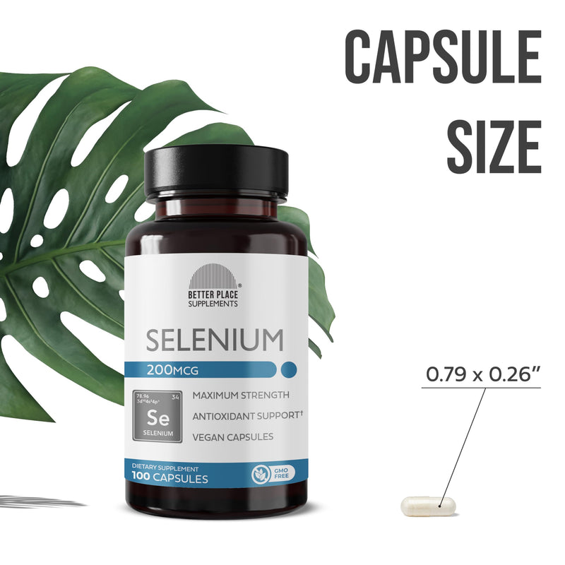 Better Place Selenium 200mcg | 100 Vegetarian Capsules | Immune Support & Thyroid Health