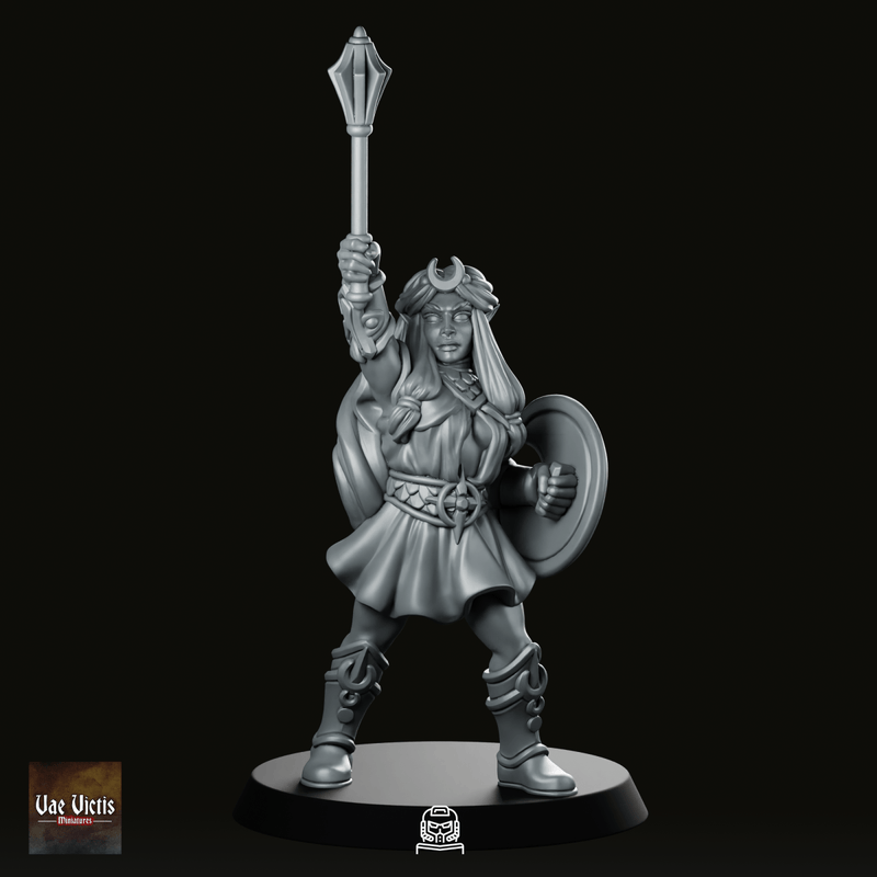 Selune Cleric Paladin Miniature Moon Priestess Stave Shield